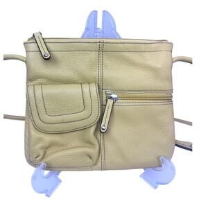 Tignanello Retro Pebbled Leather Organizer Crossbody Vintage Shoulder Bag